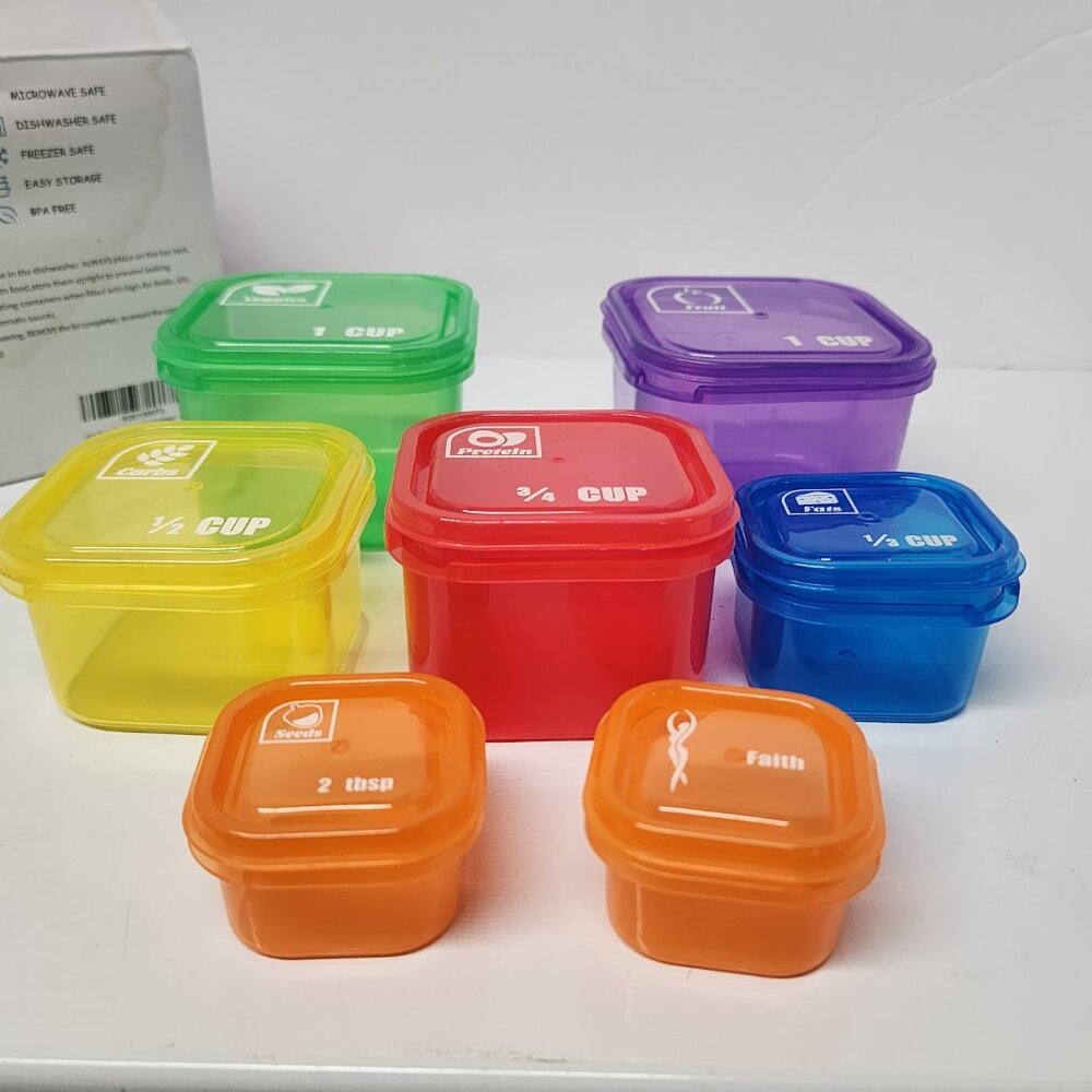 Portion Control Containers New In Box Go And Well Set Of 7 Containers With Lids - Picture 2 of 8